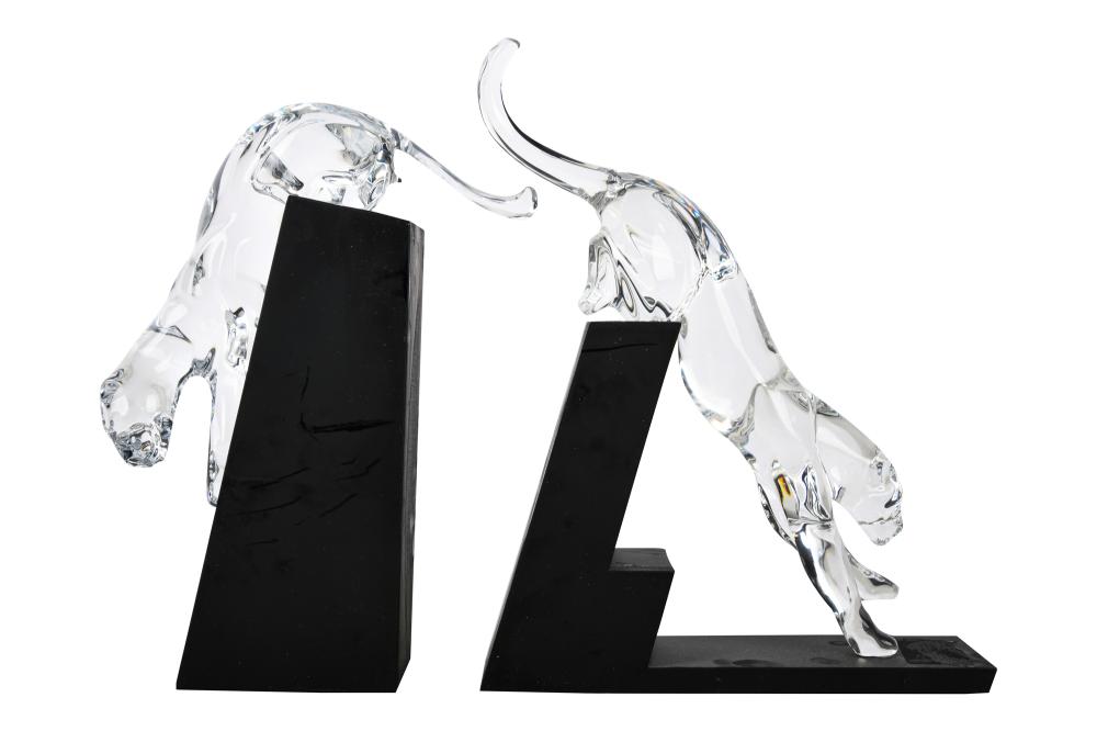 Appraisal: PAIR OF BACCARAT CRYSTAL BOOKENDSmodeled as panthers comprising Panthere le