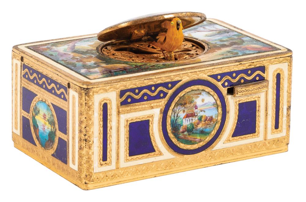 Appraisal: German Enameled and Gilt Metal Automaton Singing Music Box th