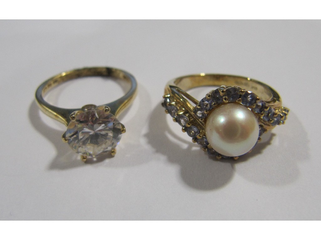 Appraisal: Lot comprising a ct gold cz single stone ring and