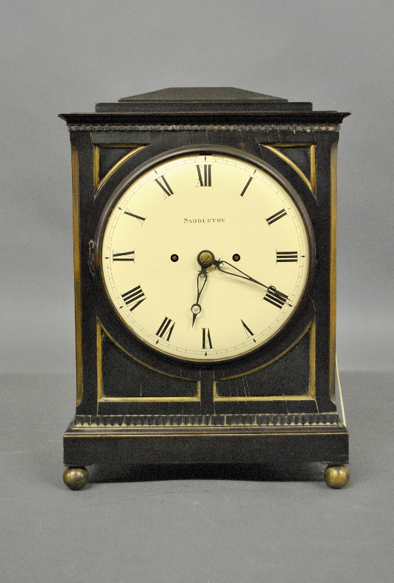 Appraisal: - Georgian mahogany bracket clock signed Saddleton and on backplate