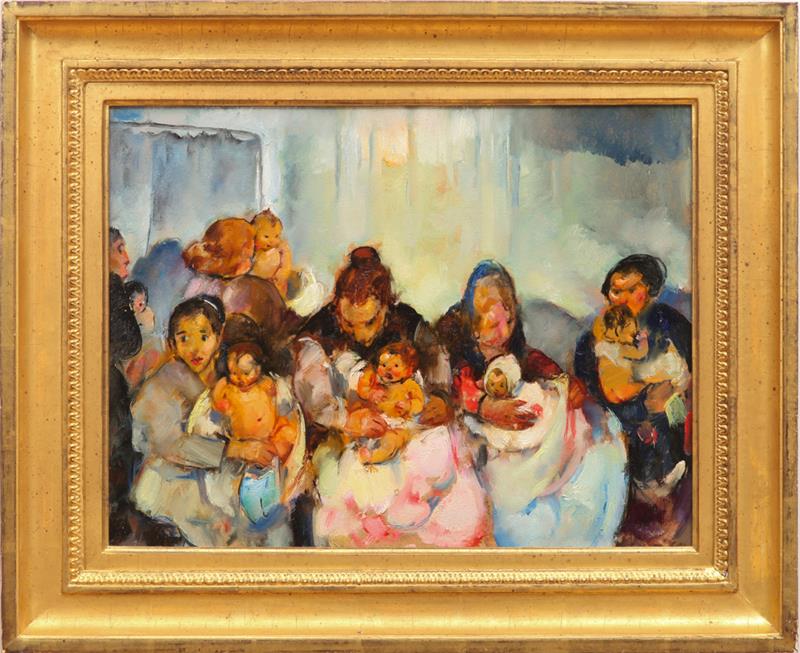 Appraisal: MARTHA WALTER - BABIES HEALTH STATION NO Oil on board