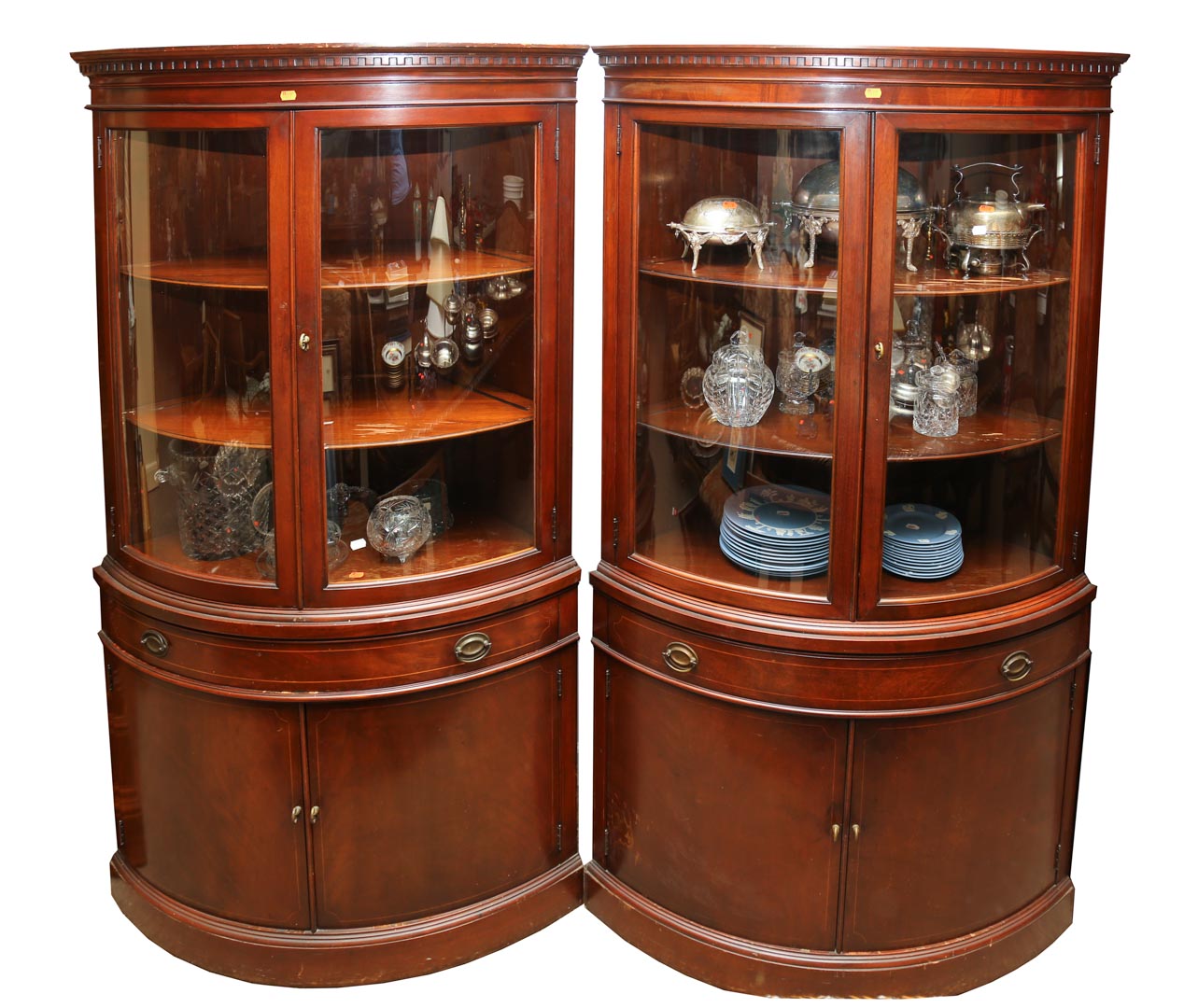 Appraisal: Pair of mahogany corner cabinets Undernumber