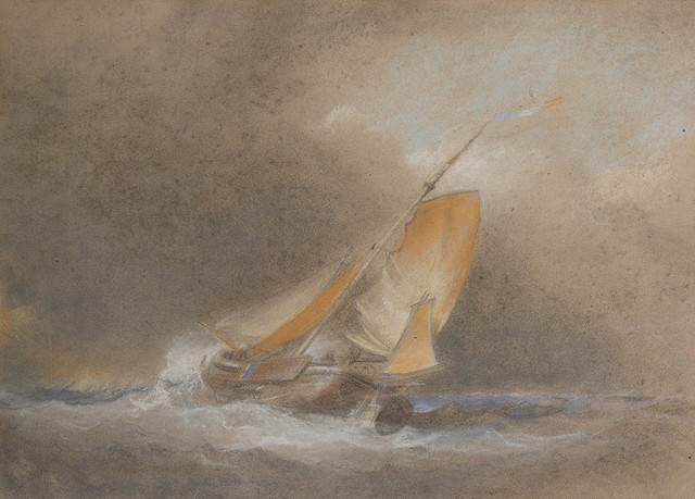 Appraisal: JOSEPH STANNARD - Dutch fishing boat in a stiff breeze