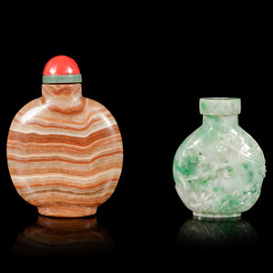 Appraisal: Two Chinese Hardstone Snuff Bottles the first an orange marble