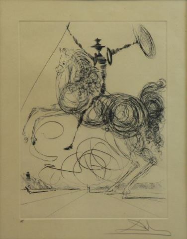 Appraisal: DALI Salvador Signed Etching Don Quixote Pencil signed lower right