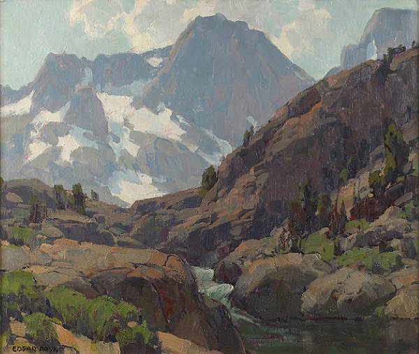 Appraisal: Edgar Payne - Shadow creek with Banner and Ritter Peaks