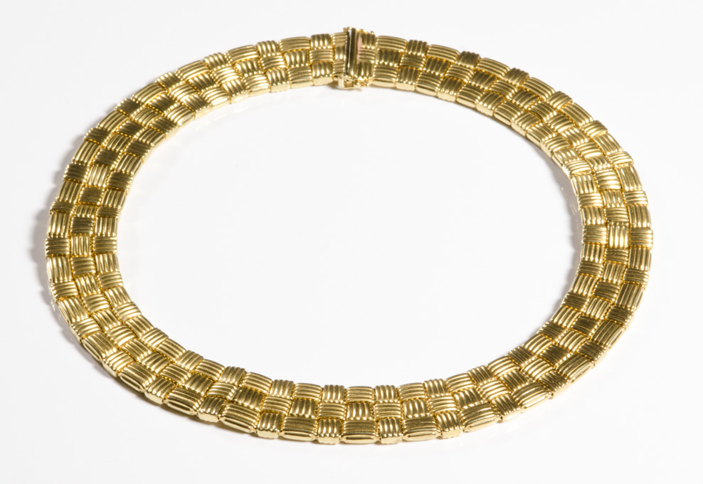 Appraisal: SUPERORO EIGHTEEN KARAT GOLD CHOKER NECKLACE measuring approximately - inches