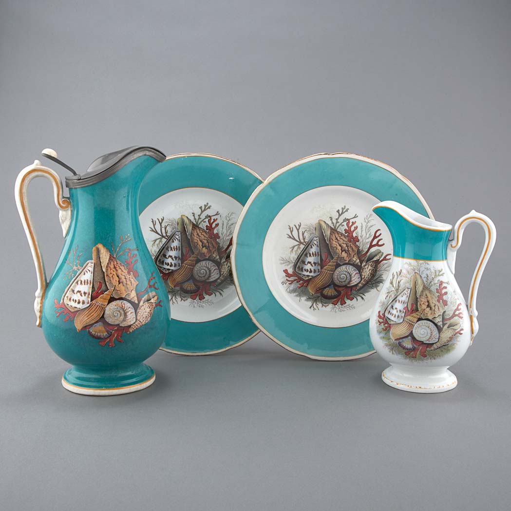 Appraisal: Two English Porcelain Transfer Decorated Pitchers Probably Longport mid th