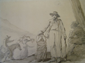 Appraisal: Attributed to Henry William Bunbury - - Study of travellers