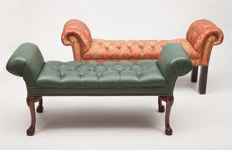 Appraisal: George III Style Mahogany Bench Together with a similar upholstered