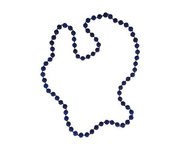 Appraisal: K Gold Lapis Bead Necklace METAL K gold GEMSTONES lapis