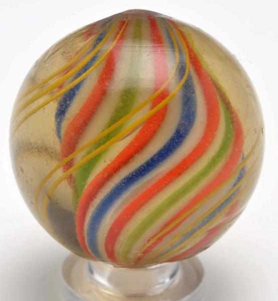 Appraisal: Light Olive Glass Three-Layer Swirl Marble Description White solid core