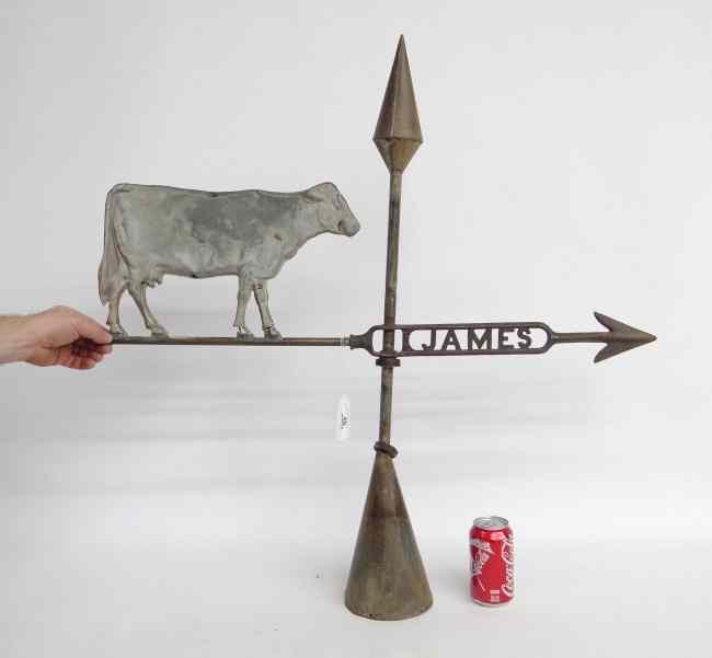 Appraisal: Cow weathervane with directionals ''JAMES'' '' x ''