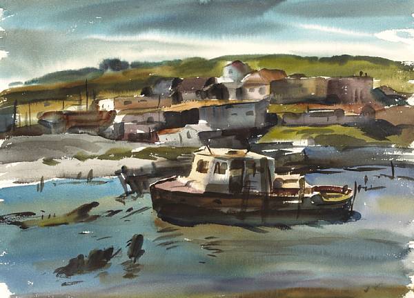 Appraisal: Maurice Logan - Stormy Day Harbor Homes double-sided front signed