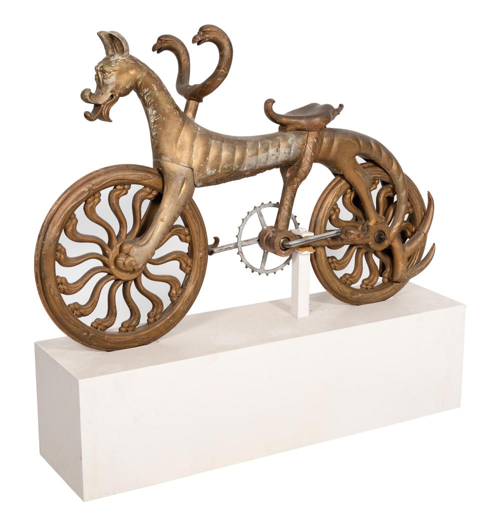 Appraisal: RARE AND WONDERFULLY WHIMSICAL HAND-CARVED BICYCLE CIRCA BICYCLE HEIGHT HEIGHT