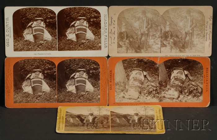 Appraisal: Five Stereo Views various views one of Winnebago Indians two