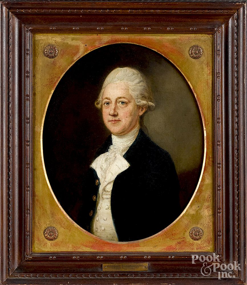 Appraisal: English oil on canvas portrait of a gentleman English oil