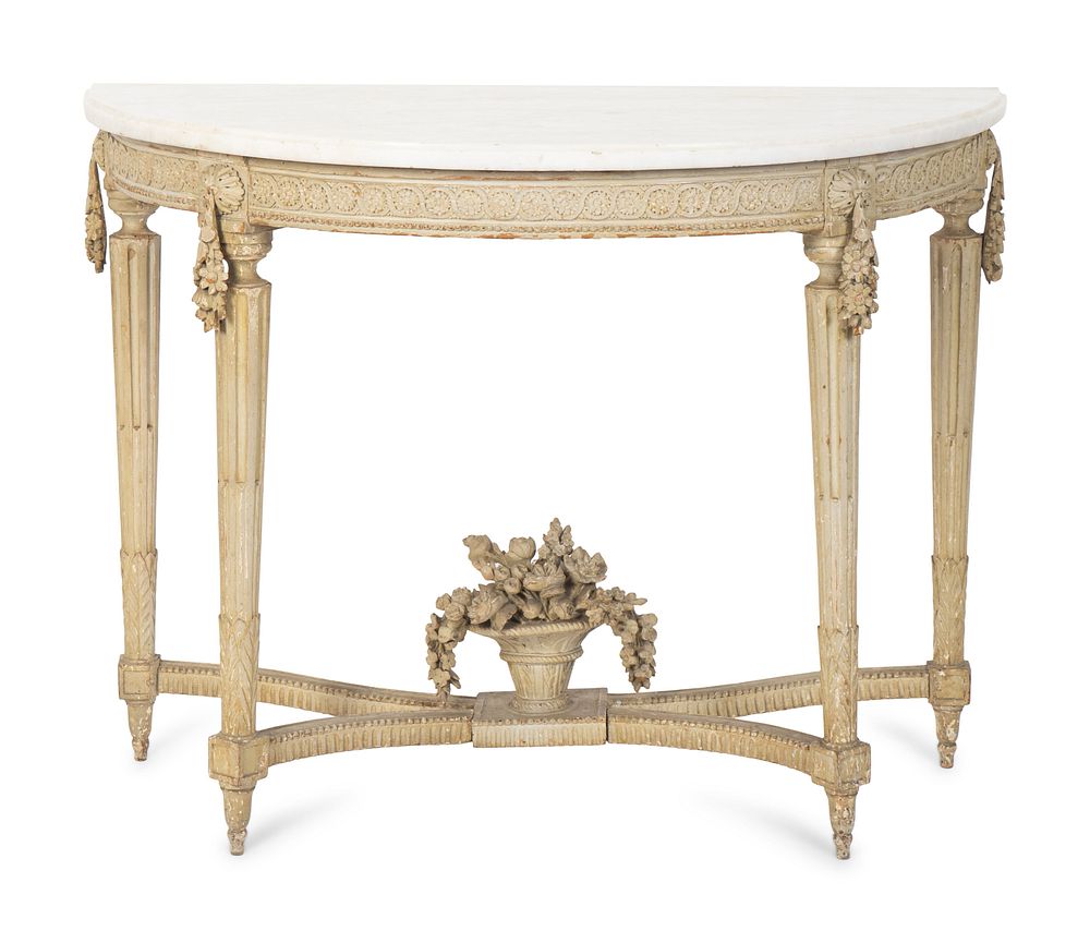 Appraisal: A Louis XVI Grey-Painted Console Height x length x depth