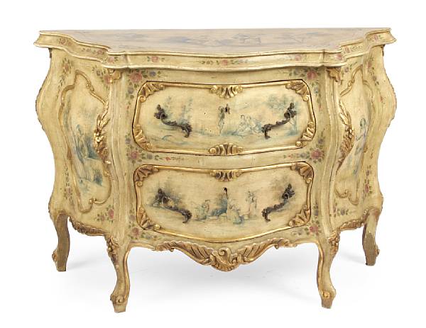 Appraisal: A Venetian style paint decorated commode height in width ft