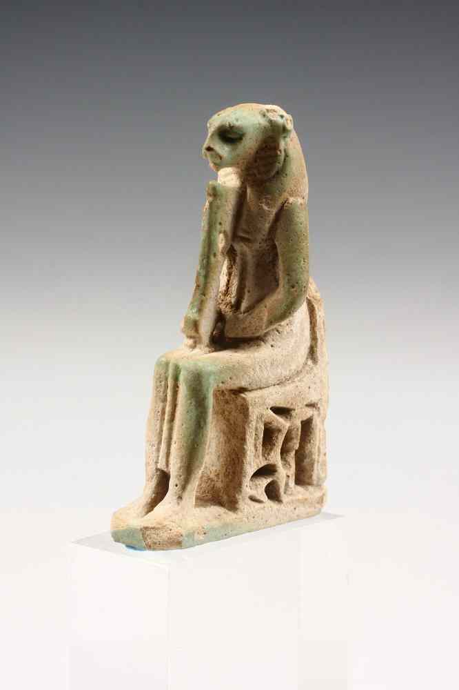 Appraisal: EGYPTIAN USHABTI - Figure of Goddess Sekhmet Seated on Throne