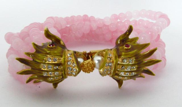 Appraisal: Kenneth J Lane Pink Bead Bracelet with enameled sea creature