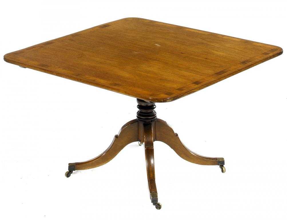 Appraisal: A WILLIAM IV MAHOGANY BREAKFAST TABLE the top crossbanded in