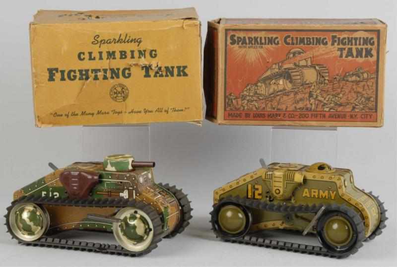 Appraisal: Lot of Tin Litho Marx Tank Wind-Up Toys Description American