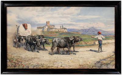 Appraisal: Henry Enrico Coleman Italian - Team of oxen moving a