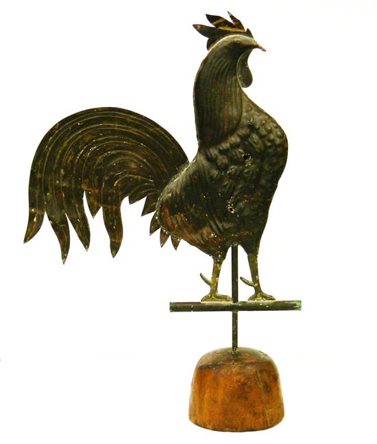 Appraisal: Rooster weathervane possibly by Bishop and Coblentz hollow full-bodied figure