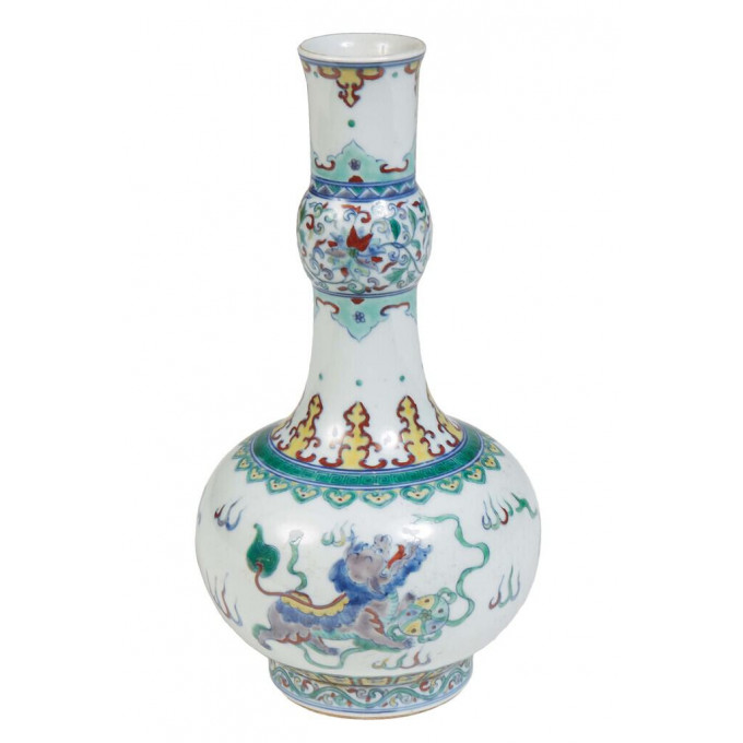 Appraisal: Chinese Doucai Baluster Porcelain Footed Vase th c with an