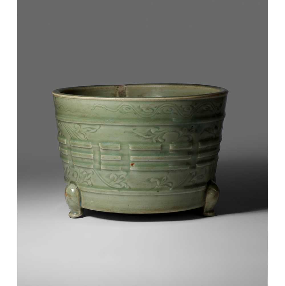 Appraisal: LARGE LONGQUAN CELADON 'TRIGRAMS' TRIPOD CENSER MING DYNASTY TH CENTURY