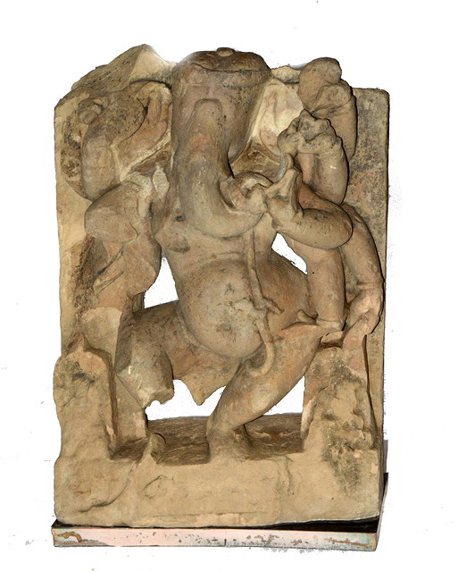 Appraisal: A TH TH CENTURY INDIAN SANDSTONE CARVING of 'Ganesha' the