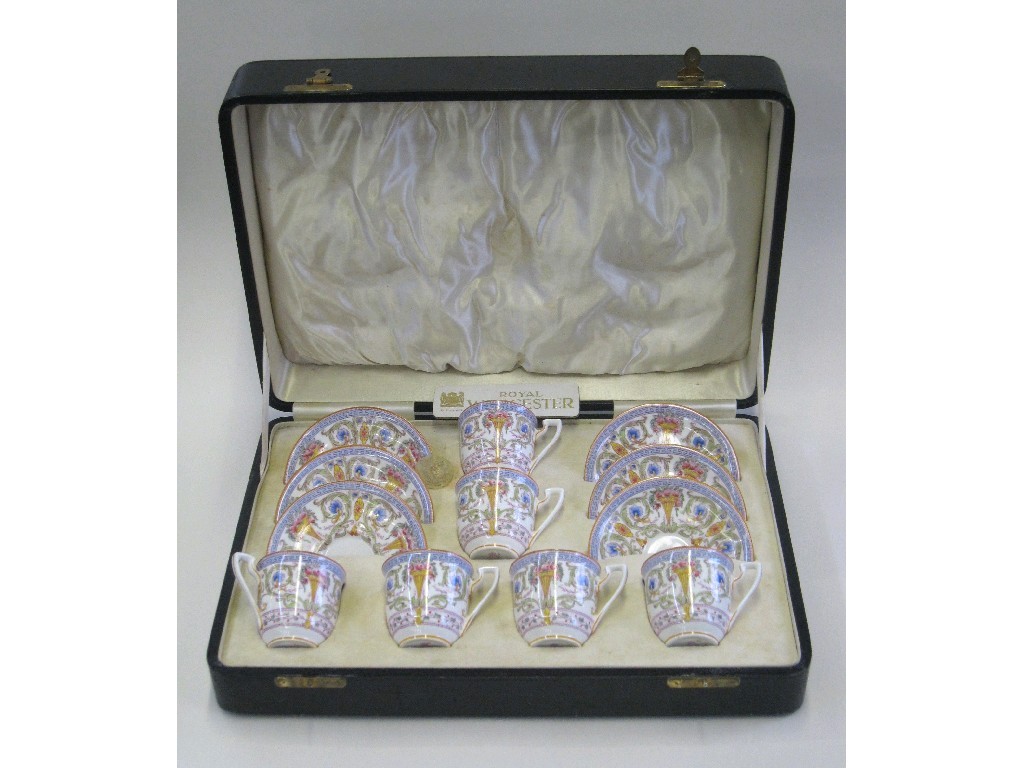 Appraisal: Cased set of six Royal Worcester coffee cups and saucers