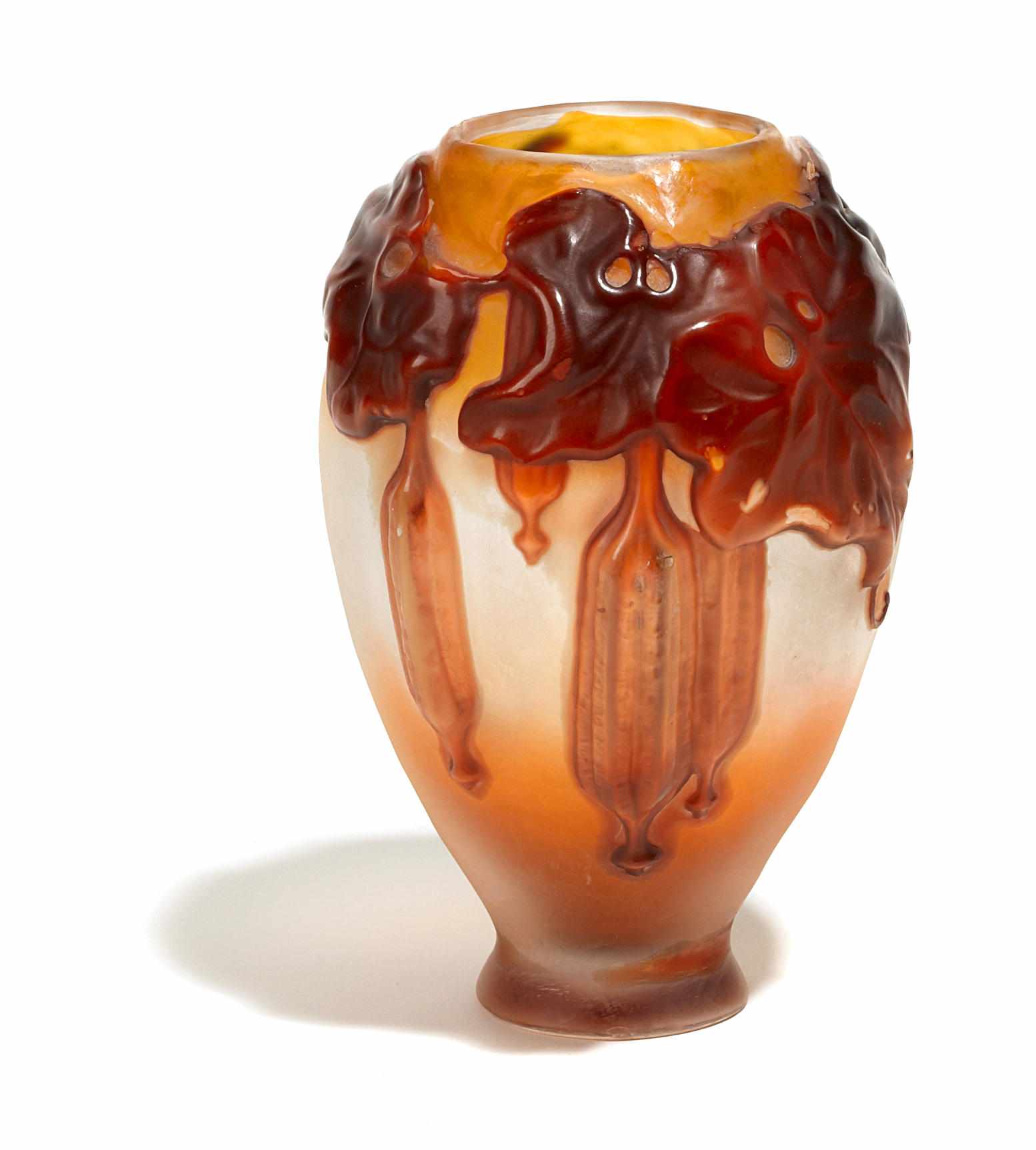 Appraisal: A Gall mold-blown glass squash vase early th centurysigned Gall