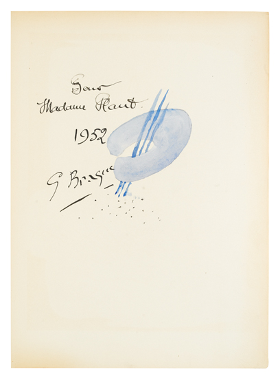 Appraisal: INSCRIBED WITH A WATERCOLOR BY BRAQUE BRAQUE GEORGES Cahier de