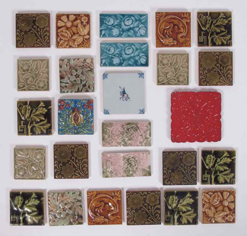 Appraisal: CERAMIC TILES Most are majolica glazed approx '' x ''