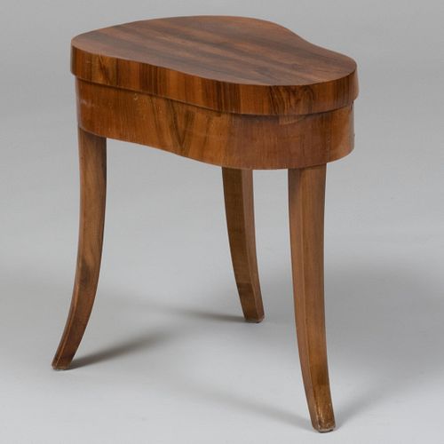 Appraisal: BIEDERMEIER WALNUT BIDETFitted with an interior porcelain bowl x x