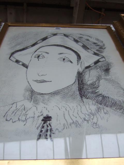 Appraisal: Albert Houthuesen - Pierrot lithograph numbered cm x cm together