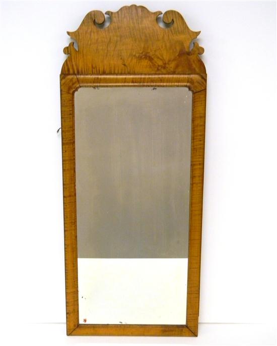 Appraisal: Queen Anne style figured maple wall mirror tiger maple veneer