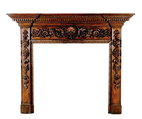 Appraisal: Extraordinary Georgian carved mixed wood fireplace surround style of Grinling