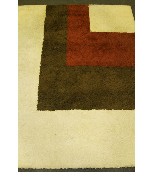 Appraisal: Modern vintage wool shag area rug geometric design ' x