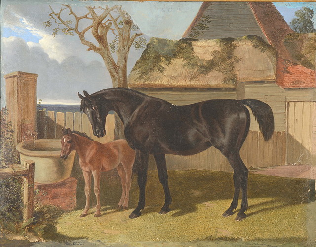 Appraisal: CIRCLE OF JOHN FREDERICK HERRING - Farmyard with mare and