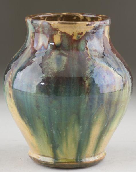 Appraisal: NC Pottery Vase circa s earthenware bulbous and footed vase