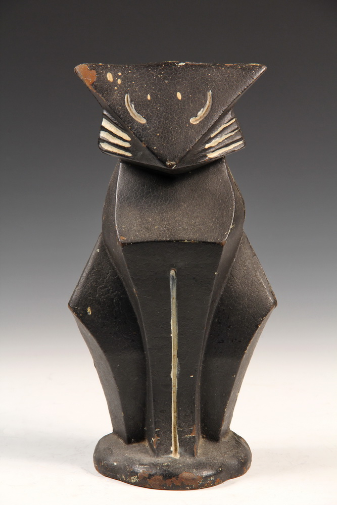 Appraisal: FIGURAL CAST IRON DOORSTOP - Art Deco Seated Cat in