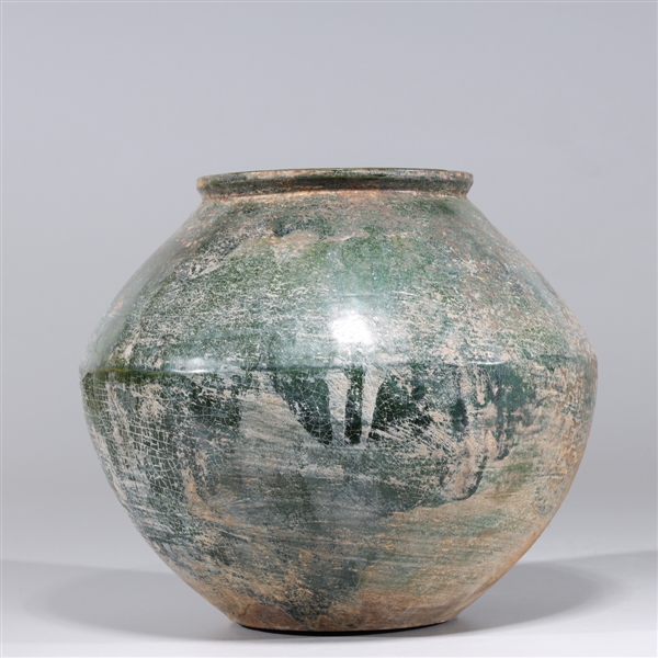 Appraisal: Chinese early style green crackle glazed ceramic vessel overall good