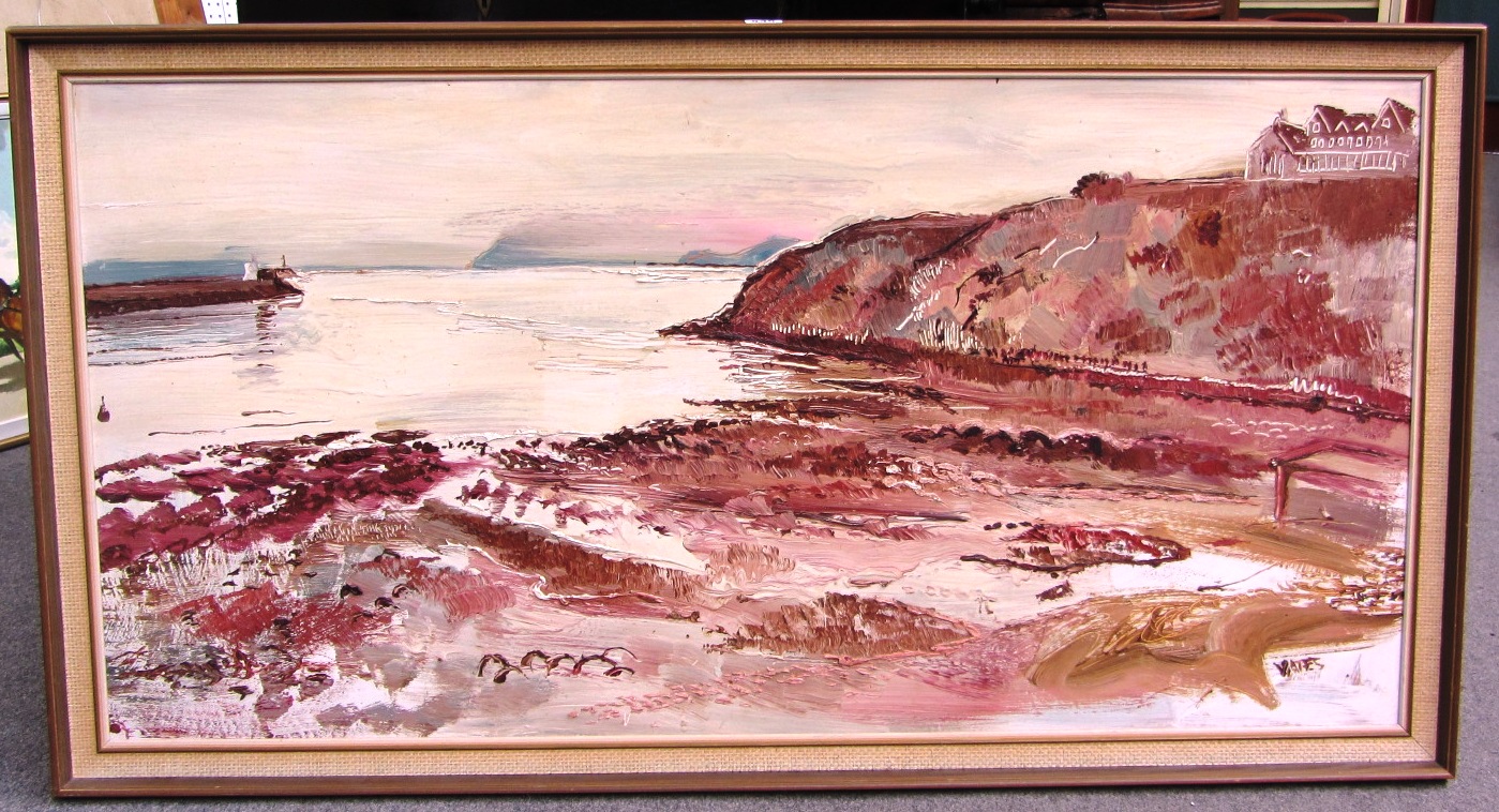 Appraisal: Fred Yates - Coastal landscape oil on board signed cm