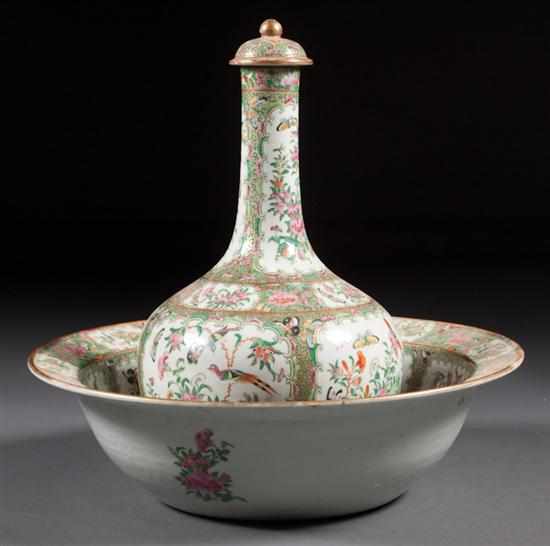 Appraisal: Chinese Export Rose Canton porcelain water bottle and wash basin