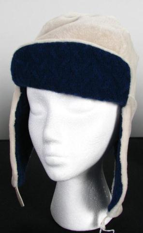 Appraisal: Chanel cream color sheared fur trapper style hat with blue