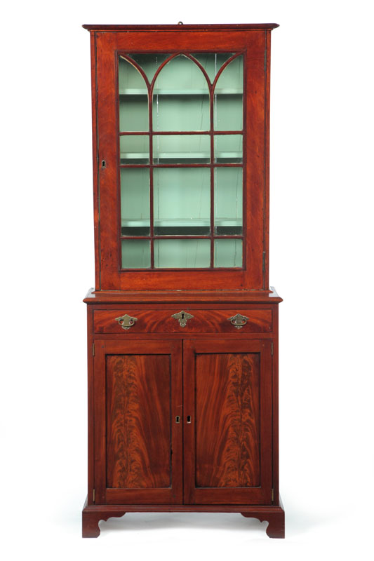 Appraisal: CHIPPENDALE-STYLE CHILD-SIZE CUPBOARD Probably American late th-early th century mahogany