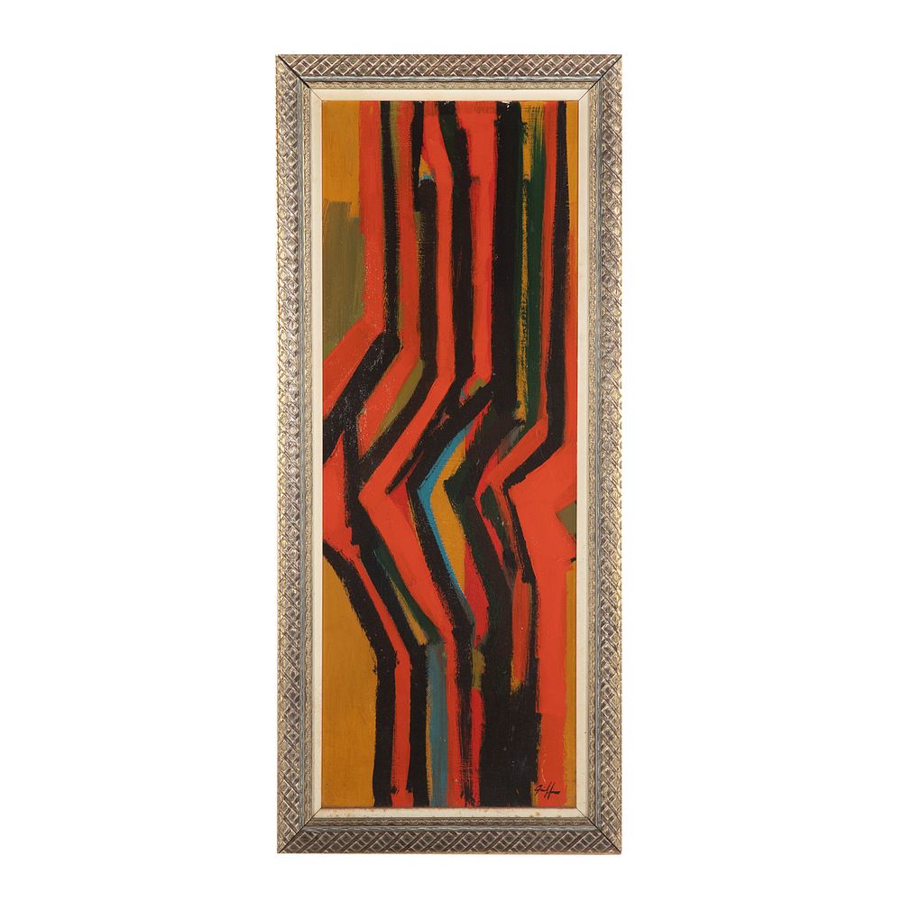 Appraisal: Cornelius E H Griffin Vertical Red Abstract Cornelius Edward Hall